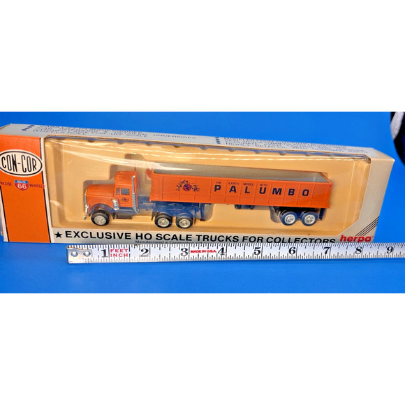 NOS w/box 1/87 HO Die cast Con-Cor PALUMBO Long Dump Tractor Trailer Semi - Picture 5 of 12